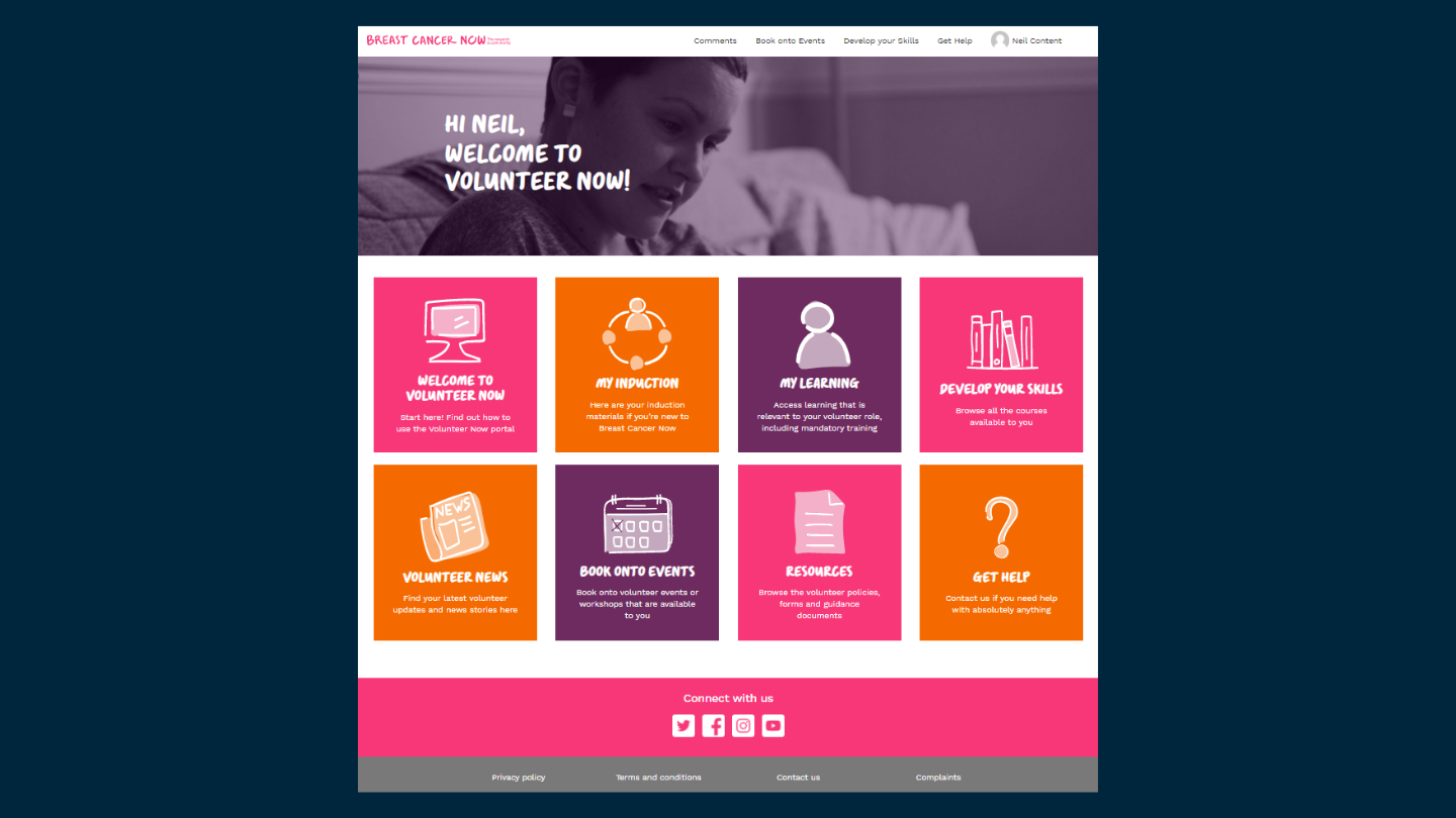 Portal de voluntarios para estudiantes de cáncer de mama