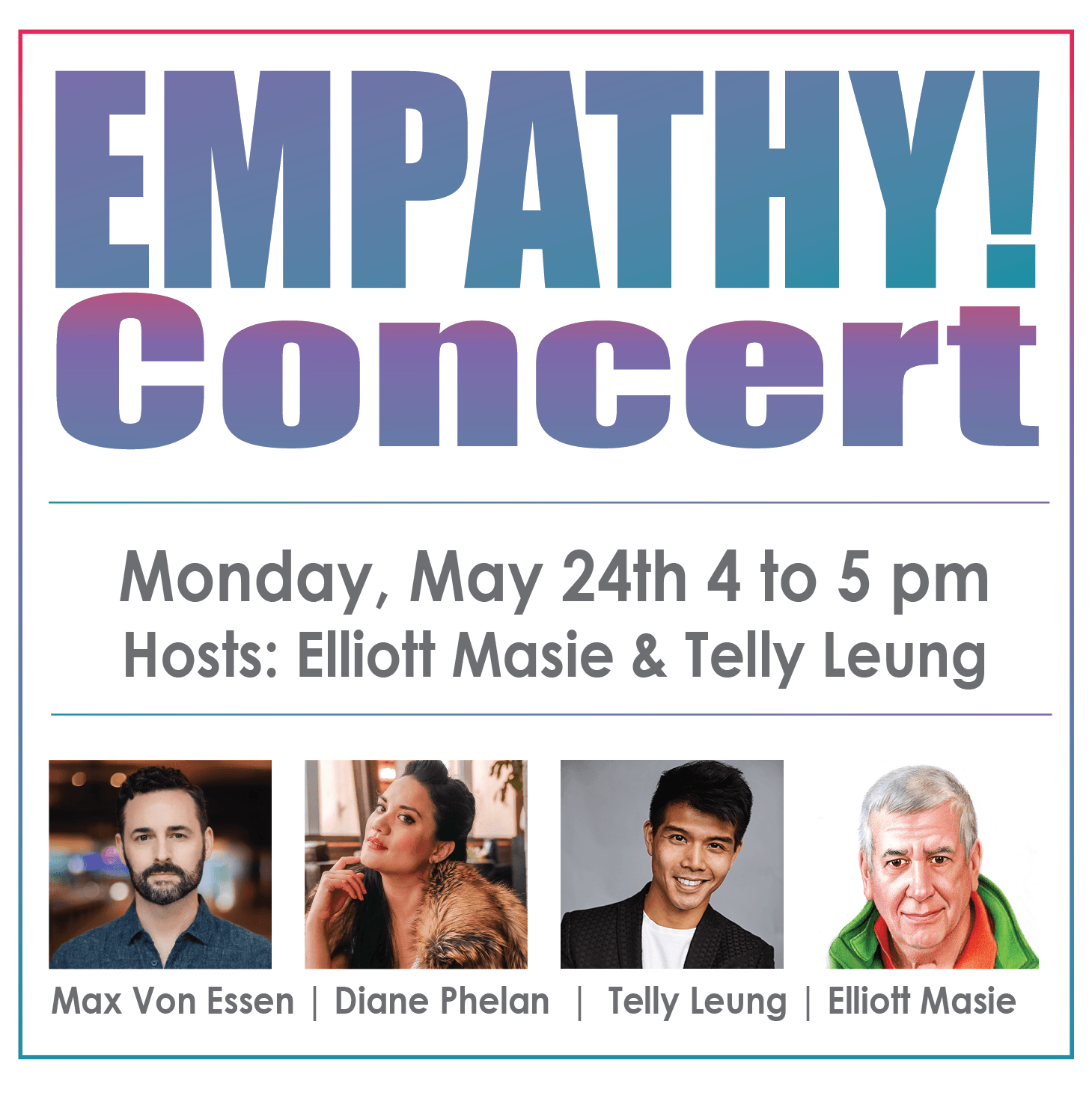 Concierto de empatía: lunes 24 de mayo a las 4 p.m. ET