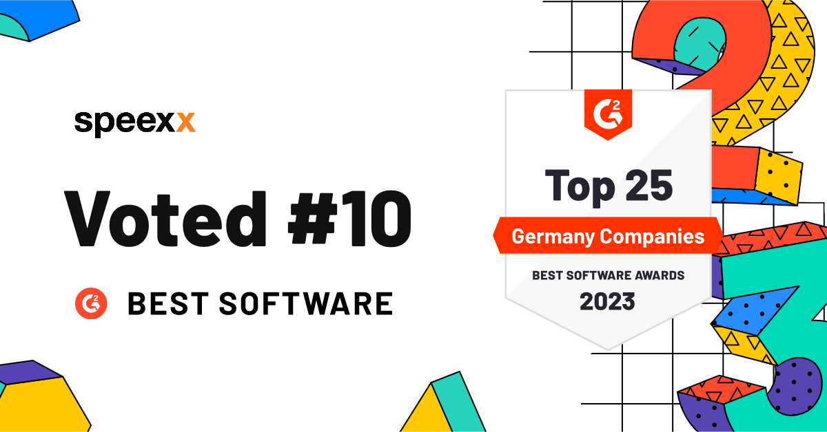 Speexx placed at number 10 in G2's top 25 Germany Software Companies list for 2023